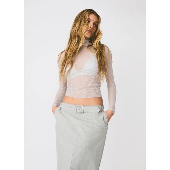 SER.O.YA Piper Sweater in Silver XSmall New Womens Turtleneck Knit Top - Picture 13 of 16